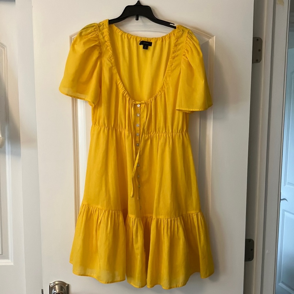 J crew Cotton voile tiered button-down beach - yellow- dress size S